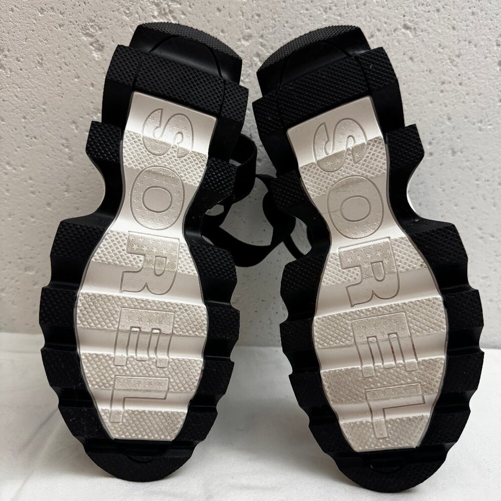 SOREL Kinetic Impact Y-Strap Wedge Sandals Women’s Size 9 Black Leather - Picture 5 of 5